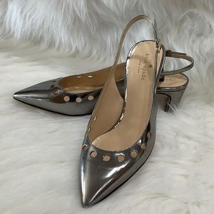 Kate Spade ♠️ Silver Slingback Heels